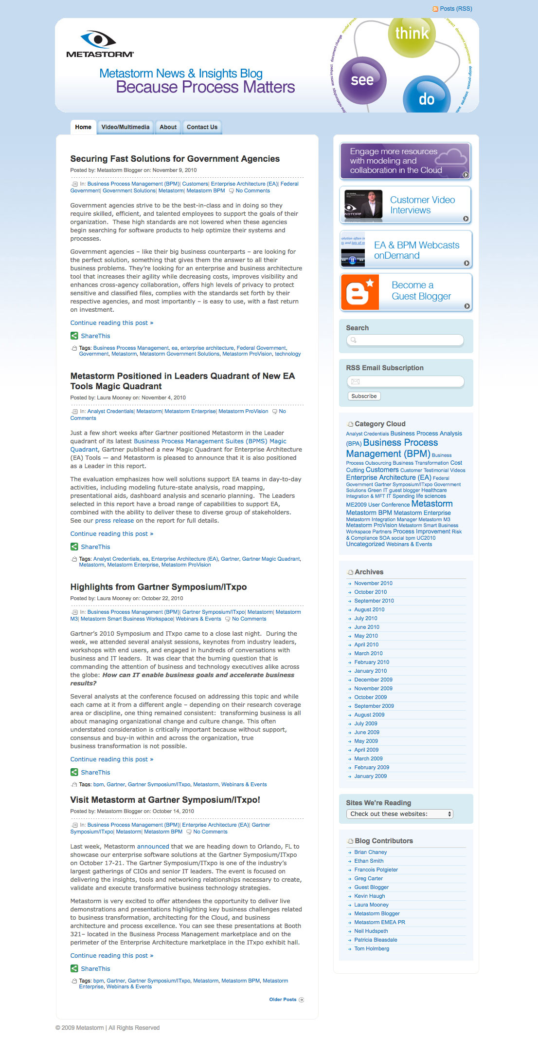 Metastorm - Because Process Matters UI design screenshot