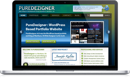 Pure Dezigner UI design screenshot inside of a laptop