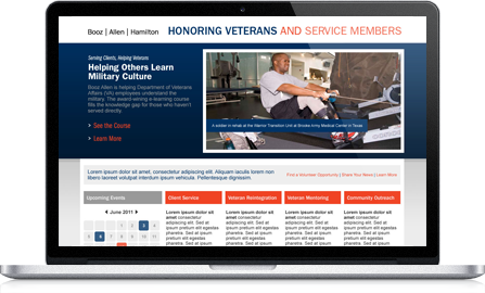 Booz Allen Hamilton UI design screenshot inside of a laptop