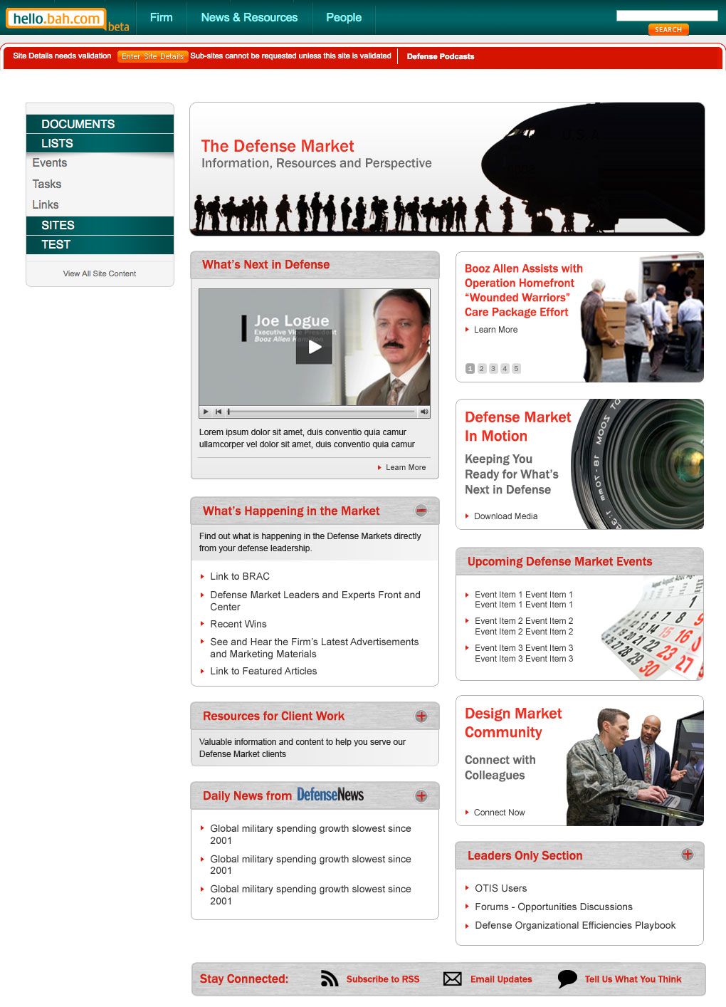 Booz Allen Hamilton - The Defese Market UI design screenshot 2