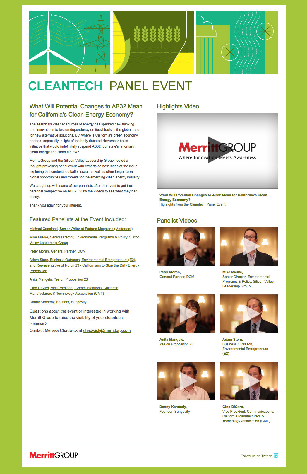 Merritt Group - Clean Tech Panel UI design screenshot