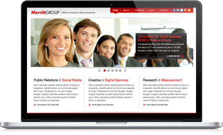 Merritt Group UI design screenshot inside of a laptop