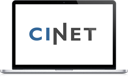 CiNet logo design screenshot inside of a laptop