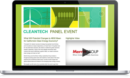 Merritt Group - Clean Tech Panel UI design screenshot inside of a laptop