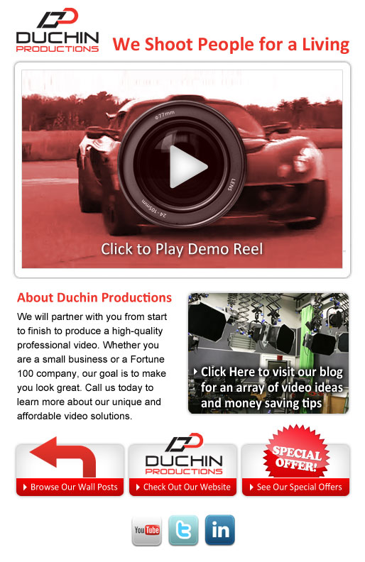 Facebook - Duchin Productions custom Facebook page UI design screenshot