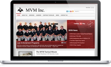MVM Inc UI design screenshot inside of a laptop